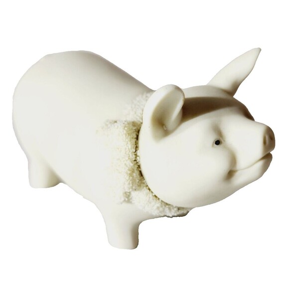 Department 56 Snowbunnies Pig Easter Farm Vtg Figurine 90's White 23773 - Picture 4 of 9